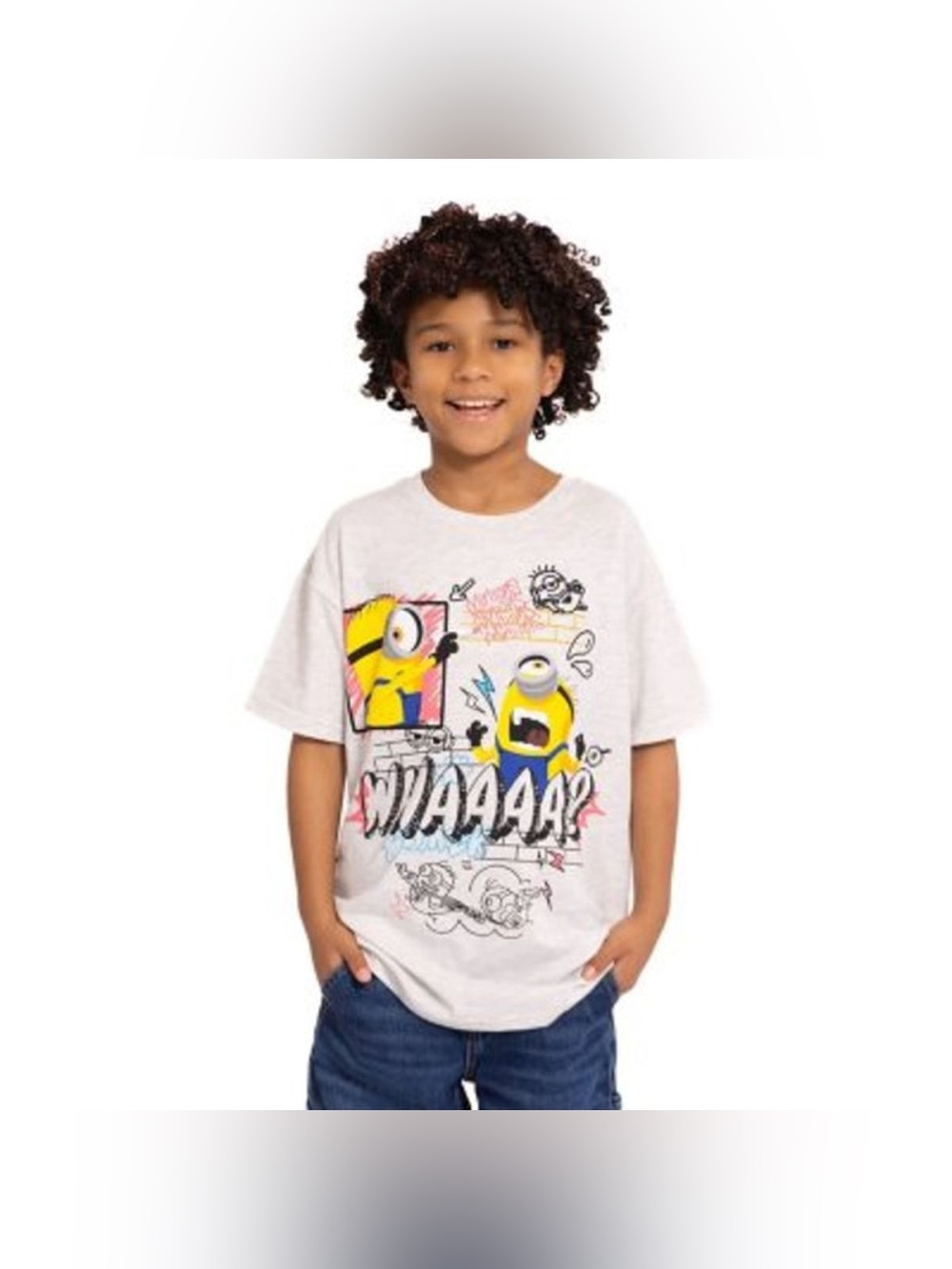 Kids' Minions Graphic Tee - Gray Size 8 New